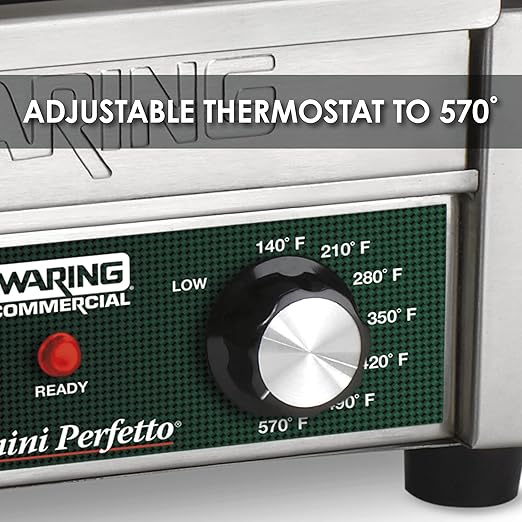 Waring Commercial WPG150 Compact Italian-Style Panini Grill, 120-volt, Silver