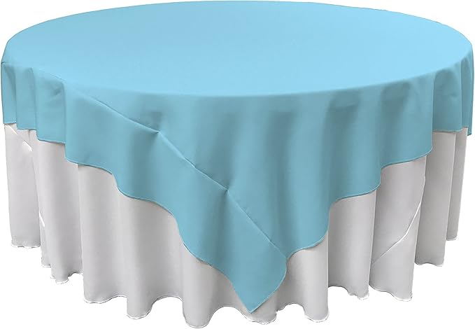 LA Linen Polyester Poplin Washable Square Tablecloth, Stain and Wrinkle Resistant Table Cover 72x72, Fabric Table Cloth for Dinning, Kitchen, Party, Holiday 72 by 72-Inch, Turquoise Light