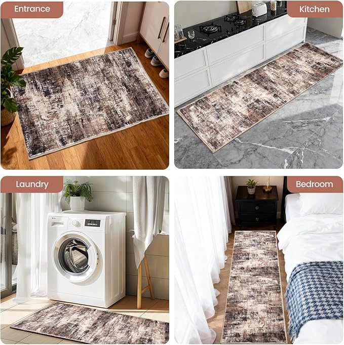 Kitchen Rug Set 3Pcs, Boho Rug Sets Non Slip Washable for Floor Thick Farmhouse Kitchen Decor Runner Rugs for Kitchen, Entryway,Laundry, Hallways 20''x32''+20''x48''+20''x59