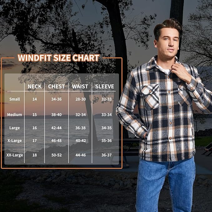 Men's Cotton Sherpa Lined Button Down Flannel Shirt Jacket Plaid Soft Outdoor Flannel Jacket Shirt