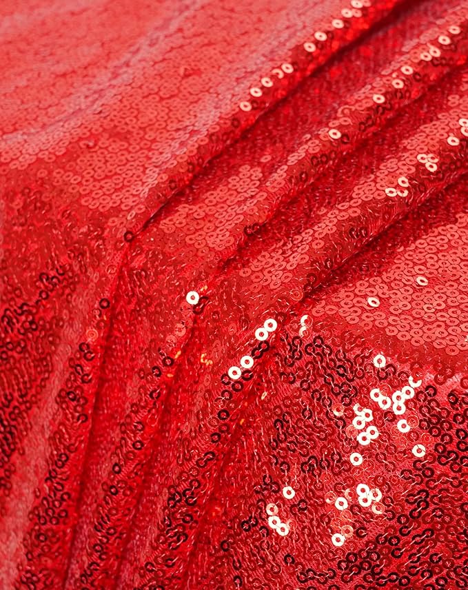 Eternal Beauty Red Tablecloth, 90x132 Inch Sequin Christmas Rectangle Table Cover for Valentines Cake Dessert Exhibition Party Birthday Events