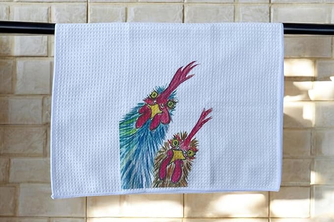 Decorative Microfiber Kitchen Dish Towel with watercolor Chickens