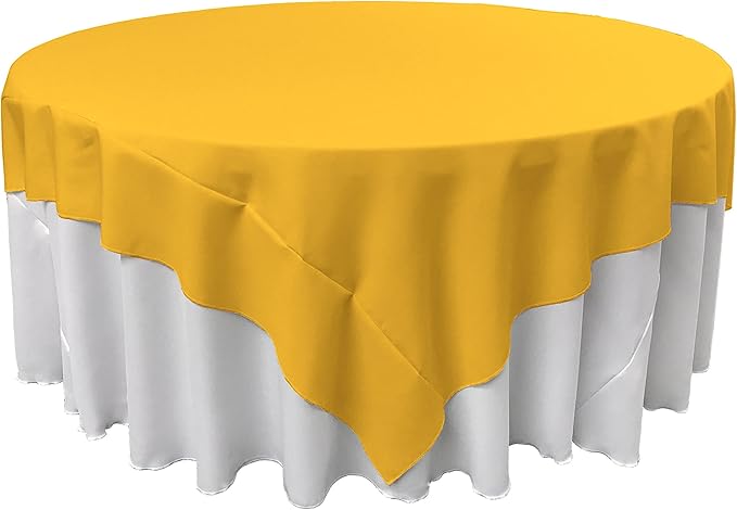 LA Linen Polyester Poplin Washable Square Tablecloth, Stain and Wrinkle Resistant Table Cover 72x72, Fabric Table Cloth for Dinning, Kitchen, Party, Holiday 72 by 72-Inch, Yellow Dark