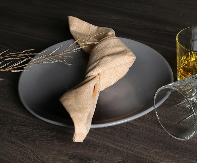 Native Fab Solid Cloth Napkin Set of 4, 100% Chambray Cotton, Washable, Reusable Dinner Cloth Napkin 17x17 inches, Table Decor Napkins for Dinner, Events, Mustard Yellow