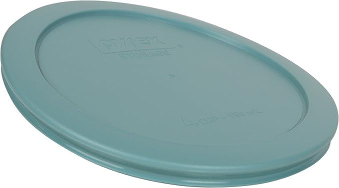 Pyrex 7201-PC Turquoise Round 4 Cup Plastic Storage Lid, Made in USA - 4 Pack