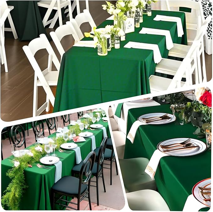 8 Pack Green Table Cloth 60x126 Inch Rectangle Tablecloth for 8 Foot Rectangle Tables, Wrinkle Resistant Washable Polyester Fabric Rectangular Table Cover for Dining Banquet Wedding Party