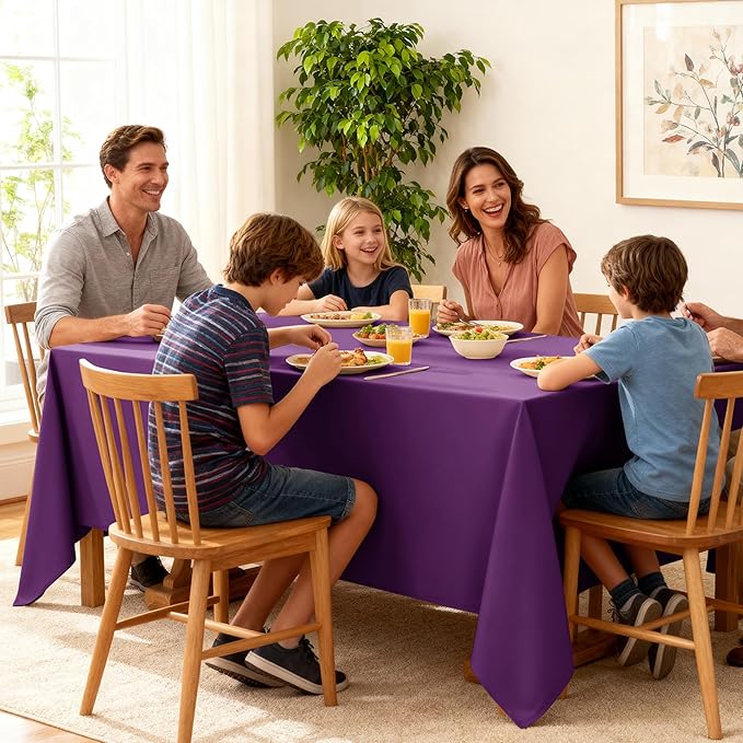 10-Pack Purple Tablecloths for Rectangle Tables, 60 x 84 Inches, Stain-Resistant Polyester Fabric for 4 Foot Tables - Washable Table Covers for Weddings, Banquets, Birthday Parties, Events