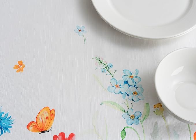 Maison d' Hermine Table Cloth Rectangle Table 100% Cotton 60 x 108 Inches Tablecloth Reusable Decorative for Dining Room Farmhouse Home Valentines Day Decorations Spring Summer - Summer Whisper