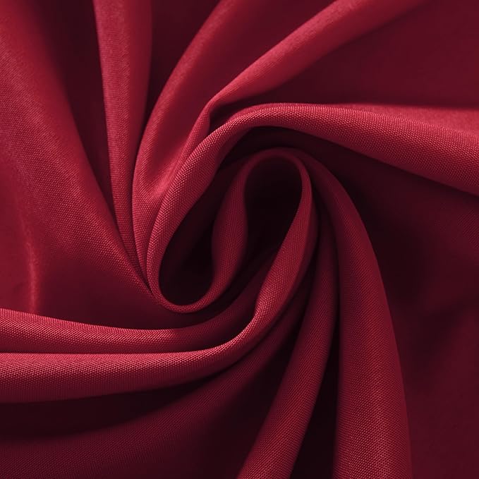 6-Pack Round 108-inch Burgundy Table Cloths, Solid Stain and Wrinkle Resistant Circular Tablecloth, Premium Plain Weave Polyester Fabric Table Linen Covers for Hotel, Banquet