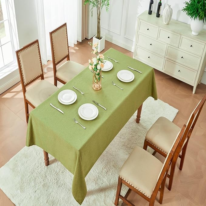 EKAINA Waterproof Faux Linen Rectangle Tablecloth Spill-Proof Wipe-Clean Dining Table Cover for Kitchen Party Holiday Everyday Use