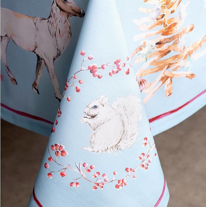 Maison d' Hermine Table Cloth Rectangle Table 100% Cotton 60 x 120 Inches Fall Tablecloth Reusable Everyday Use for Thanksgiving Christmas Decorations Dining Farmhouse Party (Fairy Tale Forest)