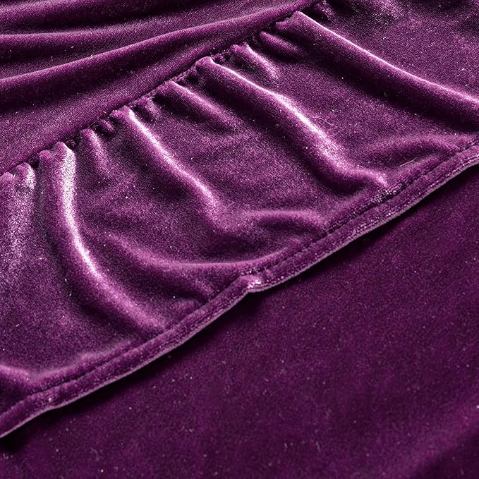 MIULEE Velvet Table Cloth with Decorative Ruffle Edge Luxurious Soft Washable Rectangular Tablecloth Thick Wrinkle-Resistant Oblong Table Cover for Kitchen Dining Party Wedding 60x120 Inch, Purple