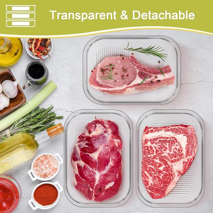 Stackable Deli Meat Container with Drainage Groove and Silicone Lid, Clear Refrigerator Storage Containers for Lunch Meats, Cold Cuts, Bacon, Cheese, BPA Free - 3 Layer