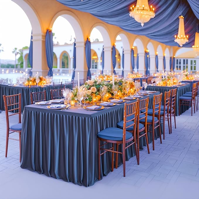Wish Care 6 Pack Navy Blue Rectangle Table Clothes for 6 Foot Tables, Polyester Fitted Tablecloths 6ft Stretch Table Cover for Wedding, Birthday, Parties, Trade Show, Craft Show