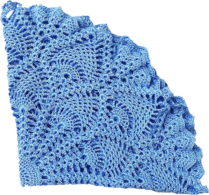 BIBITIME 16 inches to 17.5 inches Lace Placemats Table Doilies Round Handmade Crochet Doily Kitchen Coffee Cup Coasters Mug Mats Dinner Place Mats (1PC, Sky Blue)