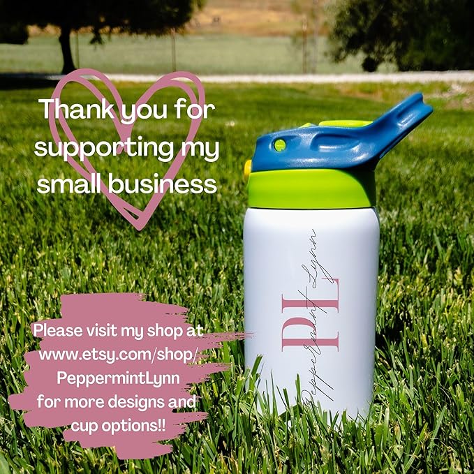 Personalized Train Water Bottle for Kids / 12oz Insulated Stainless Steel Cup with Lid & Straw/Custom Name Locomotive Bottle for School, Preschool, or Travel/Train Track Design