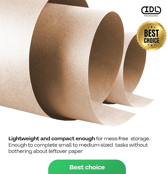 Brown Kraft Paper Roll 18" x 1200" (100 feet) with Cutter - USA-Made Gift Wrapping Paper for Packing, Moving, Shipping & Crafts/Arts - 100% Recyclable Natural Craft Material by IDL Packaging