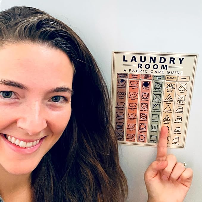 Laundry Symbols Guide Magnet - Laundry Magnet for Washing Machine - 6"x8" Helpful Clothes Laundry Magnet, Laundry Guide Magnet for Home, Washing Machine Magnet Laundry Symbols Wall Art