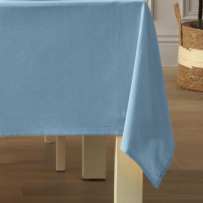 Spring & Easter Holiday Charleston Water Blue 60 x 120 inch Rectangle Fabric Tablecloth, Cotton Table Cover for Indoor Outdoor Dining, Machine Washable Solid Color Tablecloths for Everyday Use