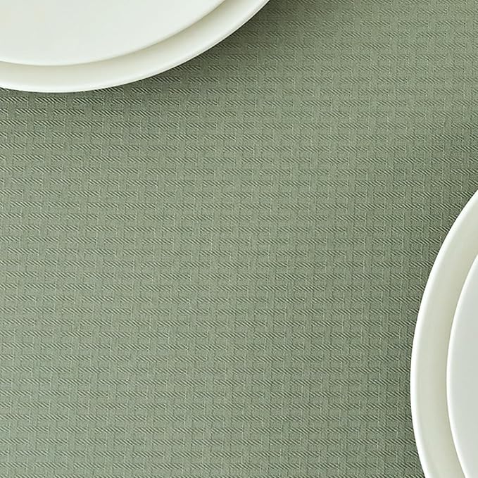 maxmill Square Tablecloth Water Resistance Antiwrinkle Spill Proof Weaved Texture Table Cloth, Decorative Fabric Table Cover for Banquet Parties Event Holiday Dinner, 70 x 70 Inch, Sage Green