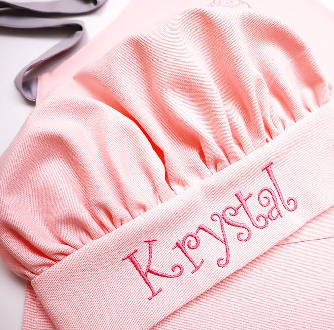 Personalized toddler apron for kitchen, custom cooking apron + chef hat set for kids, boy girl chef costume