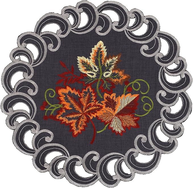 Decozen Set of 8 Doilies for Table, Lace Doilies - Rustic, Crochet, Farmhouse, Kitchen, Dining Table Centerpiece Decor - Round Christmas Placemats - 15 inch Charcoal Gray, Charcoal Fleur Collection