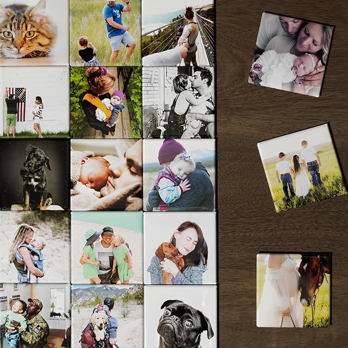 Set of 6 Custom Photo Magnets 2x2 Inch | Personalized Picture Gift for Fridge, Locker, or Office | Save The Date, Wedding Favor, Family Photos, Cubicle Decor