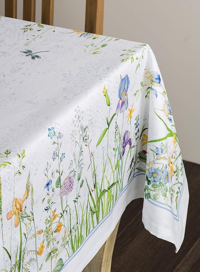 Maison d' Hermine Table Cloth Rectangle Table 100% Cotton 54 x 72 Inches Tablecloth Reusable Decorative for Dining Room Farmhouse Home Valentines Day Decorations Spring Summer - Fleurs De Mai