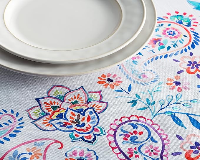 Maison d' Hermine Table Cloth Rectangle Table 100% Cotton 54 x 72 Inches Tablecloth Reusable Decorative for Dining Room Farmhouse Home Valentines Day Decorations Spring Summer - Indian Floral