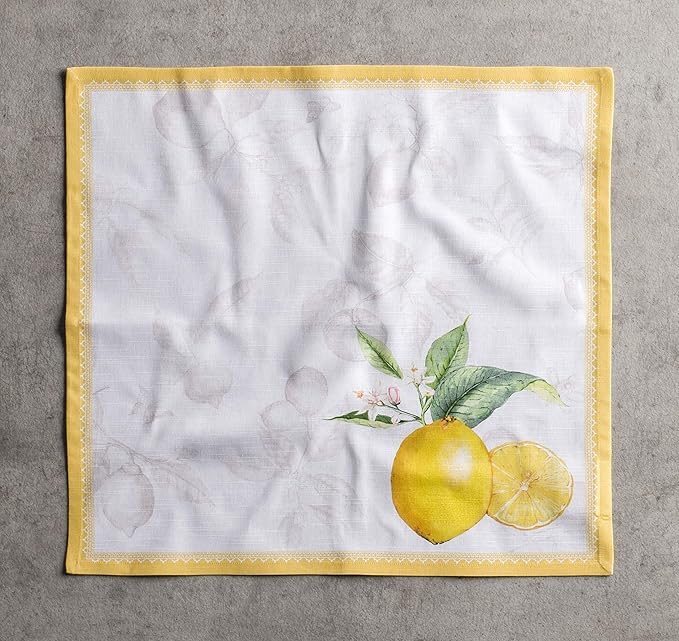 Maison d' Hermine Cloth Napkins Set of 4 100% Cotton Everyday Reusable Square Napkins Cloth Washable Dinner Party Wedding Restaurant Valentines Day Decorations Spring/Summer (Limoncello, 20" x 20")