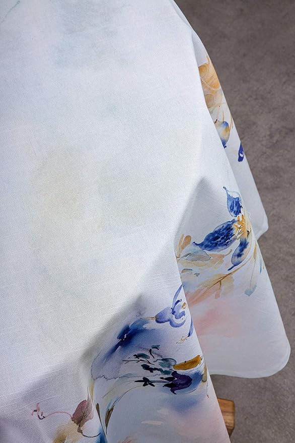 Maison d' Hermine Table Cloth Round Table 100% Cotton 63 Round Inches Tablecloth Reusable Decorative for Dining Room Farmhouse Home Valentines Day Decorations Spring Summer - Lazy Summer Days