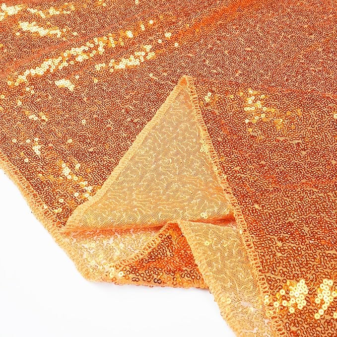Eternal Beauty Orange Tablecloth, 50x80 Inch Sequin Rectangle Table Cover for Cake Dessert Exhibition Party Birthday Events