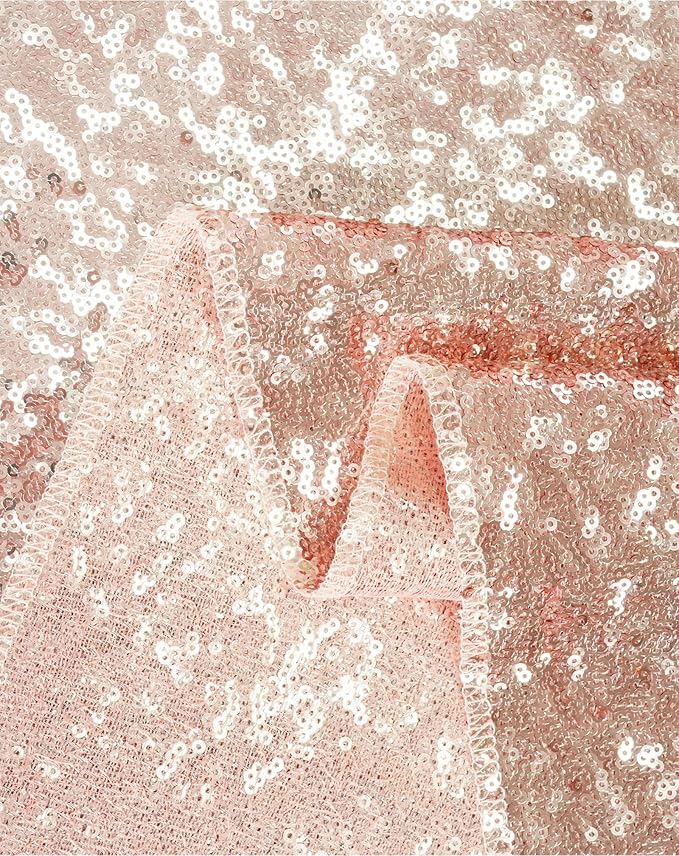 Eternal Beauty Rose Gold Tablecloth, 120 Inch Round Sequin Tablecloth for Valentines Party Cake Dessert Table Exhibition Events
