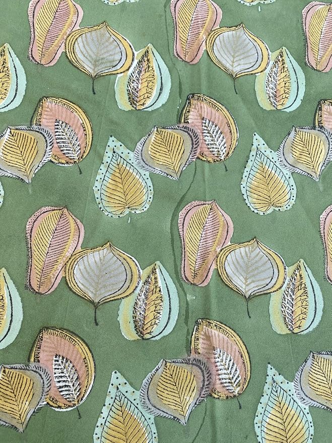 Ridhi Block Print Round Peppermint Green Reusable Tablecloth 100% Cotton 132" Inch Decorative Table Cover eveyday Dining, Home, Party, Wedding, Farmhouse Gift for Spring, Easter, Valentine