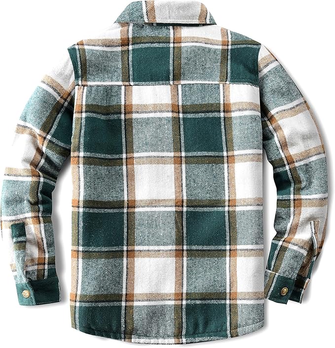 Men's Cotton Sherpa Lined Button Down Flannel Shirt Jacket Plaid Soft Outdoor Flannel Jacket Shirt