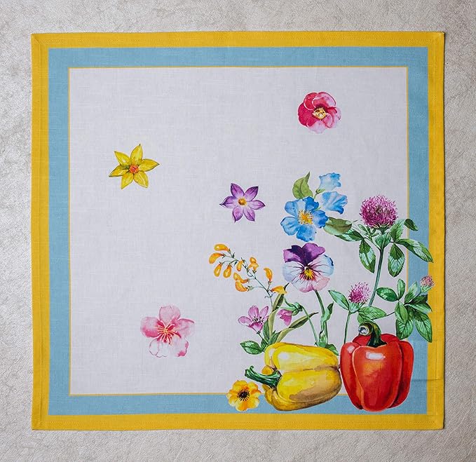 Maison d' Hermine Cloth Napkins Set of 4 100% Cotton Everyday Reusable Square Napkins Cloth Washable Dinner Party Wedding Restaurant Valentines Day Decorations Spring/Summer (Giverny, 20" x 20")