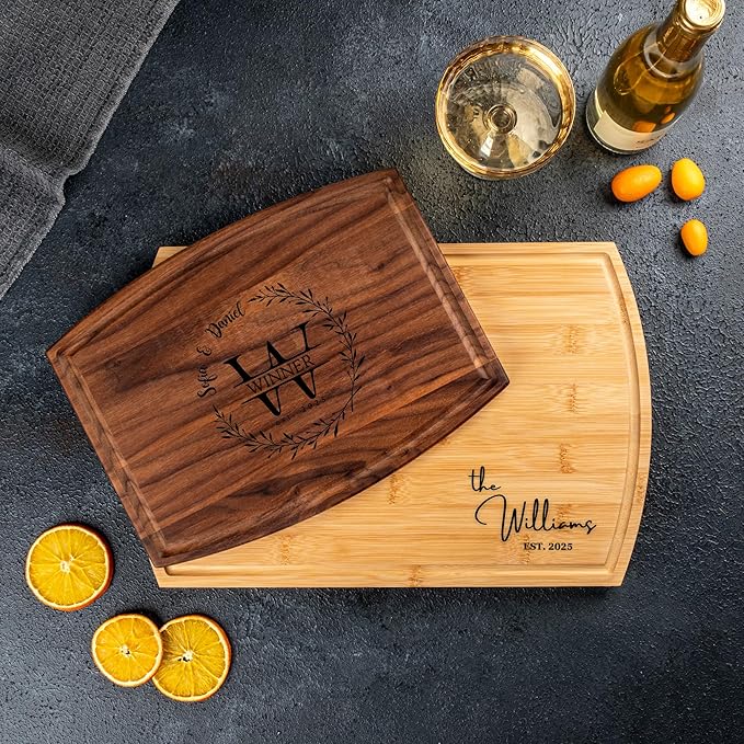 Personalized Cutting Board - Wooden Customized Gifts for Kitchen & Charcuterie - Custom Wedding, Newlyweds, Bridal Showers, Anniversary, Housewarming, Engagement Gift for Couples, Valentines Day Gifts