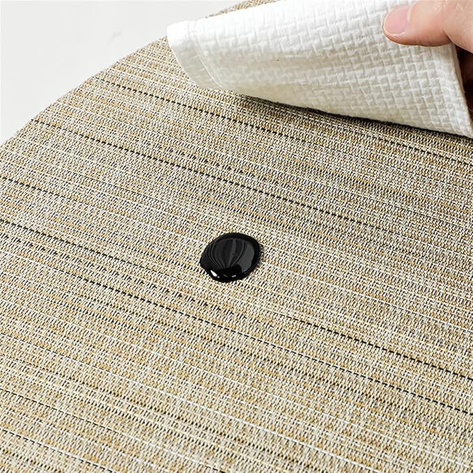 Round Oval PVC Table Placemats Wedge Shaped Dining Table Mats Non-Slip Heat Waterproof Indoor Outdoor Kitchen(San Stripe Cream,4pcs 45x30cm)