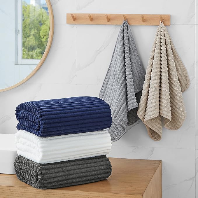 Oversized Bath Sheets 40x80 Inches Extra Large Bath Towels for Adults Super Soft Quick Dry Highly Absobent Microfiber Shower Towels for Bathroom, Pool, Gym, Yoga Towel (Charcoal Gray, 2Piece)