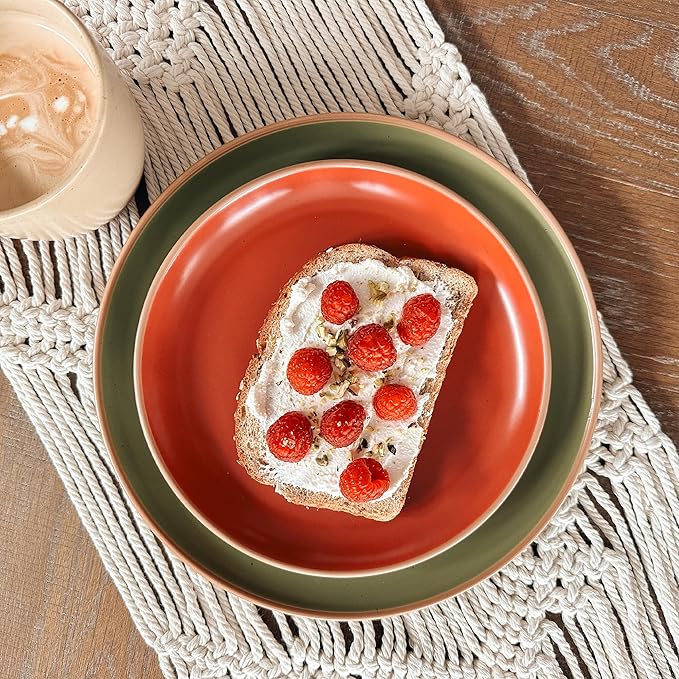 MORA Ceramic Artisan Matte Plates Set, 7.8 in - Set of 6 - The Dessert, Salad, Appetizer, Small Dinner etc Plate. Microwave, Oven, and Dishwasher Safe, Scratch Resistant. Kitchen Porcelain Dish