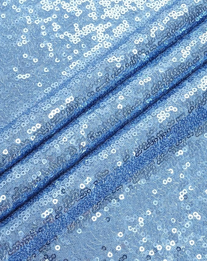 Eternal Beauty Baby Blue Tablecloth, 90x156 Inch Sequin Rectangle Table Cover for Cake Dessert Exhibition Party Birthday Events
