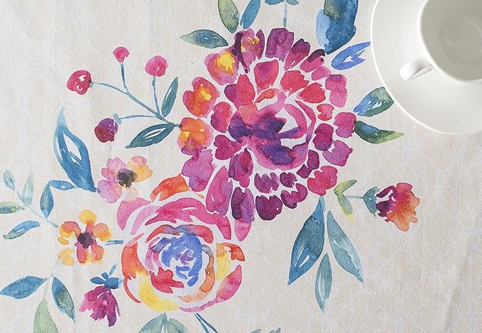 Maison d' Hermine Table Cloth Rectangle Table 100% Cotton 70 x 90 Inches Tablecloth Reusable Decorative for Dining Room Farmhouse Home Valentines Day Decorations Spring Summer - Rose Garden