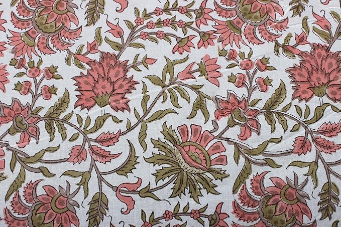 Ridhi Block Print Round New York Pink Reusable Tablecloth 100% Cotton 132" Inch Decorative Table Cover eveyday Dining, Home, Party, Wedding, Farmhouse Gift for Spring, Easter, Valentine