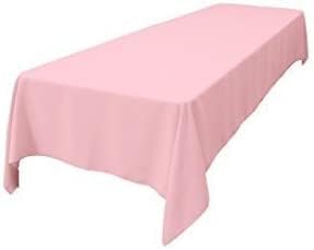 LA Linen Polyester Poplin Washable Rectangular Tablecloth, Stain and Wrinkle Resistant Table Cover 60x120, Fabric Table Cloth for Dinning, Kitchen, Party, Holiday 60 by 120-Inch, Pink Light