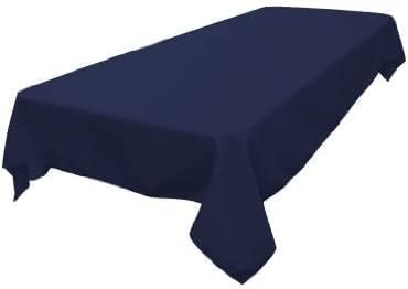 LA Linen Polyester Poplin Washable Rectangular Tablecloth, Stain and Wrinkle Resistant Table Cover 60x102, Fabric Table Cloth for Dinning, Kitchen, Party, Holiday 60 by 102-Inch, Navy
