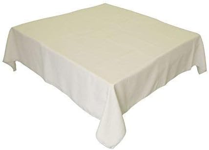 LA Linen Polyester Poplin Washable Square Tablecloth, Stain and Wrinkle Resistant Square Table Cover 52x52, Fabric Table Cloth Square for Dining, Kitchen, Party, Holiday 52 by 52-Inch, Ivory