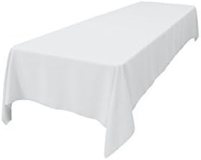 LA Linen Polyester Poplin Washable Rectangular Tablecloth, Stain and Wrinkle Resistant Table Cover 60x126, Fabric Table Cloth for Dinning, Kitchen, Party, Holiday 60 by 126-Inch, White