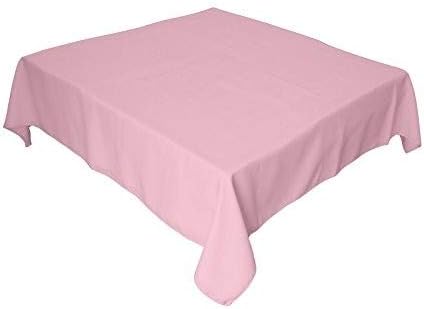 LA Linen Polyester Poplin Washable Square Tablecloth, Stain and Wrinkle Resistant Square Table Cover 52x52, Fabric Table Cloth Square for Dining, Kitchen, Party, Holiday 52 by 52-Inch, Pink Light