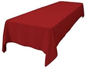 LA Linen Polyester Poplin Washable Rectangular Tablecloth, Stain and Wrinkle Resistant Table Cover 60x126, Fabric Table Cloth for Dinning, Kitchen, Party, Holiday 60 by 126-Inch, Cranberry