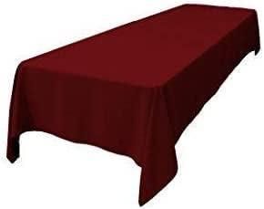 LA Linen Polyester Poplin Washable Rectangular Tablecloth, Stain and Wrinkle Resistant Table Cover 60x120, Fabric Table Cloth for Dinning, Kitchen, Party, Holiday 60 by 120-Inch, Burgundy